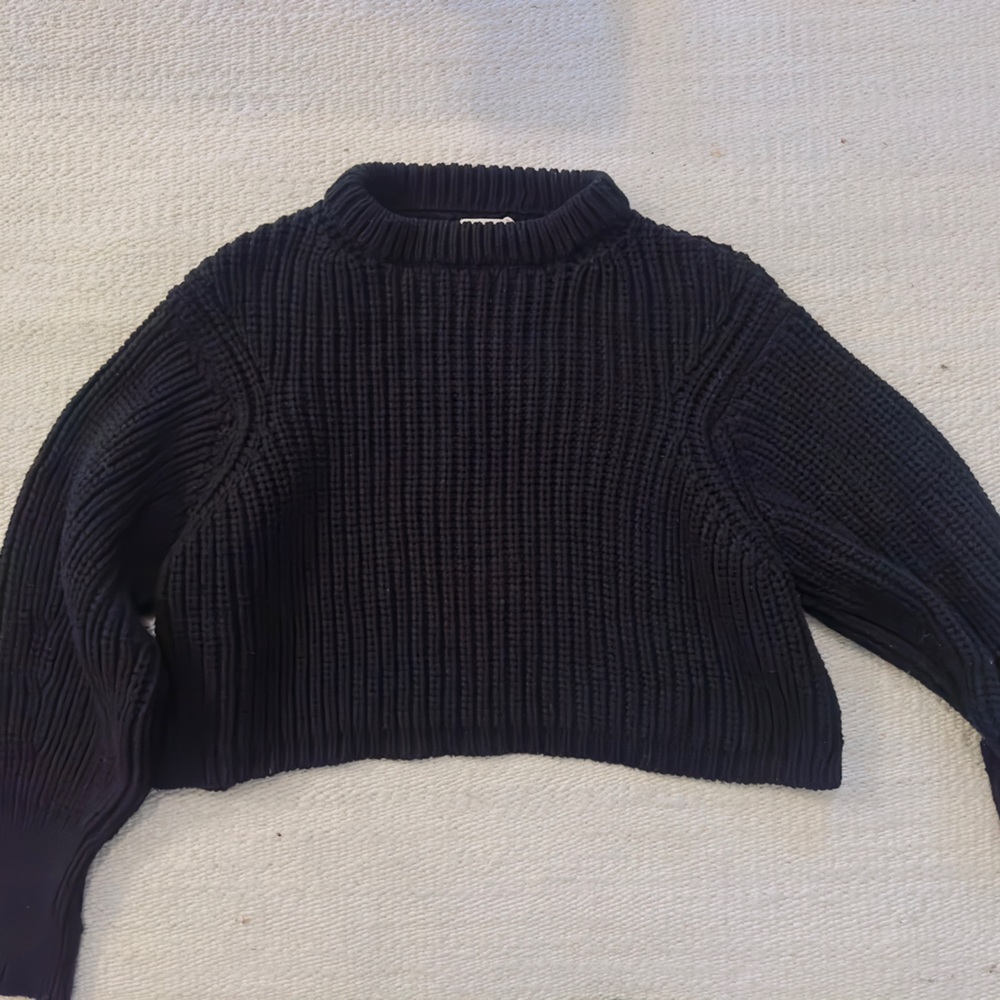 James Street Co crop lowe Black Ribbed Knit Sweater